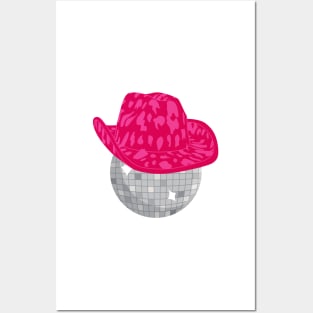 Disco Ball with a Pink Cowboy Hat Posters and Art